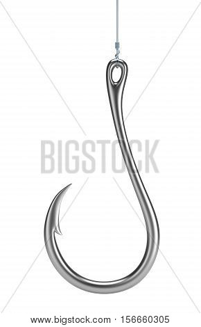 Fishing hook. 3d image. Isolated white background.