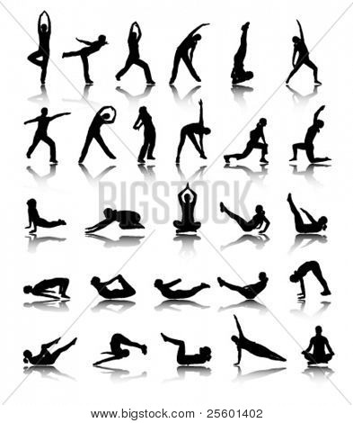 silhouettes of girl stretching and exercise