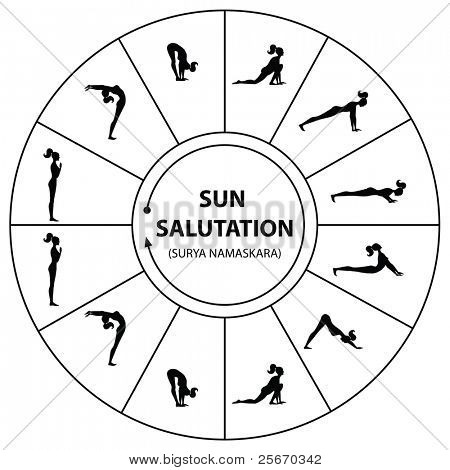 Yoga - a set of exercises. The morning sun salutation.