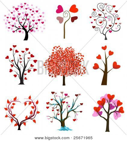 Vector de amor de árbol, los iconos de la boda