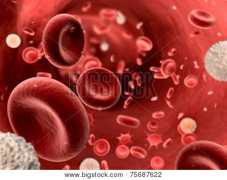 streaming blood with platletes and leucocytes