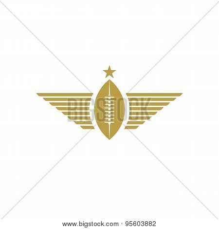 Rugby Ball With Wings Icon, American Football Tournament Mockup Sport Logo