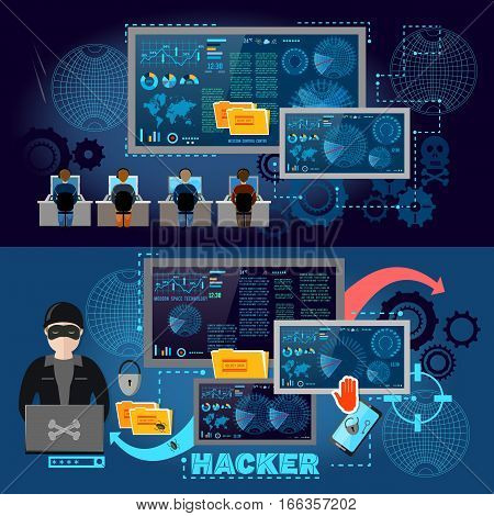 Hackers cyber army hacking and surveillance of computers data theft. Hacker team internet security concept