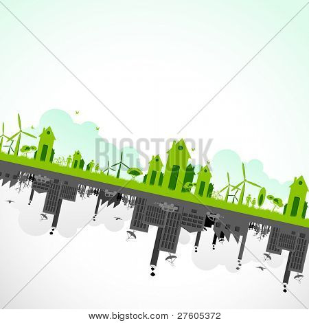 illustration of cityscape showing sustainability of earth