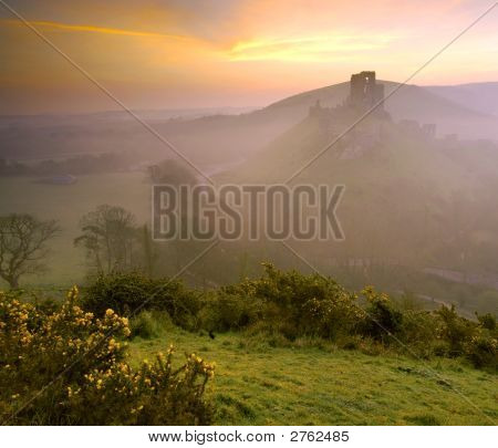 Misty Morning At Corfe Castle