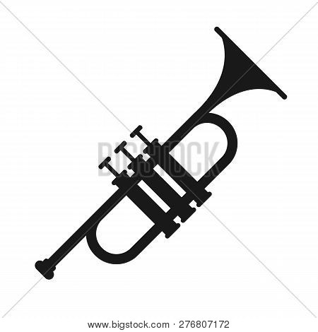 Trumpet Isolated On White Background.  Trumpet Silhouettes. Musical Instrument Icon. Vector Stock.