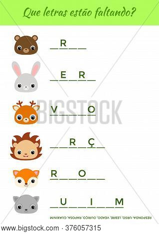 Que Letras Estão Faltando? - What Letters Are Missing? Complete The Words. Matching Educational Game