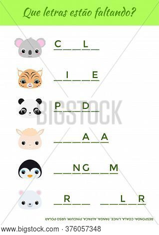 Que Letras Estão Faltando? - What Letters Are Missing? Complete The Words. Matching Educational Game