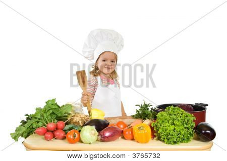 Happy Chef With Vegetables