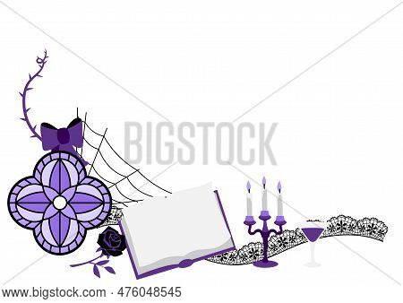 Greeting Card In Gothic Style. Illustration For Holiday And Party. Halloween Or Masquerade.