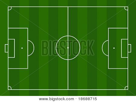 Illustration of a football pitch with green stripes