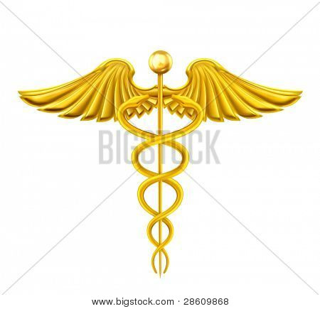 Caduceu dourado, vetor