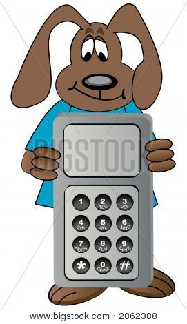 Cane cartone animato Holding Cell Phone