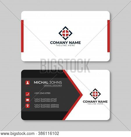 Modern Business Card Template. Personal Visiting Card With Company Logo. Vector Business Card Templa