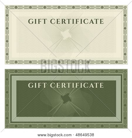 Gift Voucher / certificate / coupon template (banknote, money, currency, cheque, check)