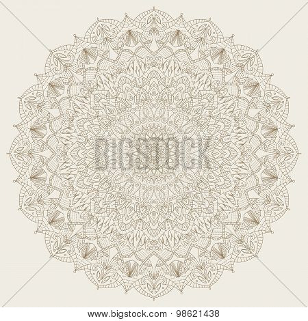 Complex, detailed mandala - round vector ornament.