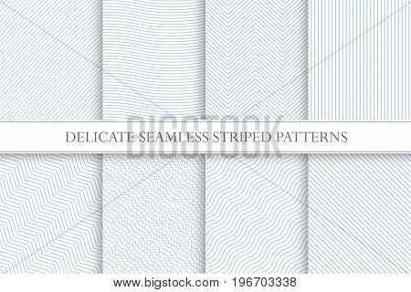 Delicate seamless striped patterns. Decorative fabric geometric textures. You can find seamless backgrounds is swatches panel.