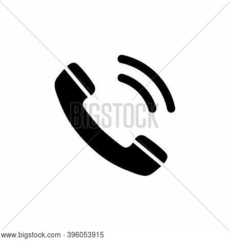 Telephone Receiver Call, Phone Handset. Flat Vector Icon Illustration. Simple Black Symbol On White 