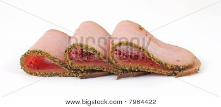 Folded turkey pastrami