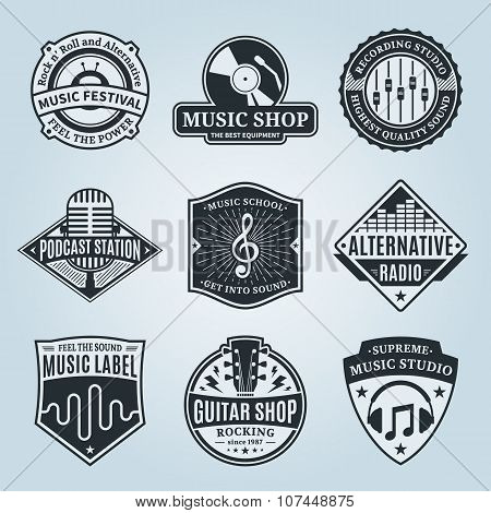 Set Of Vector Music Labels, Icons And Design Elements