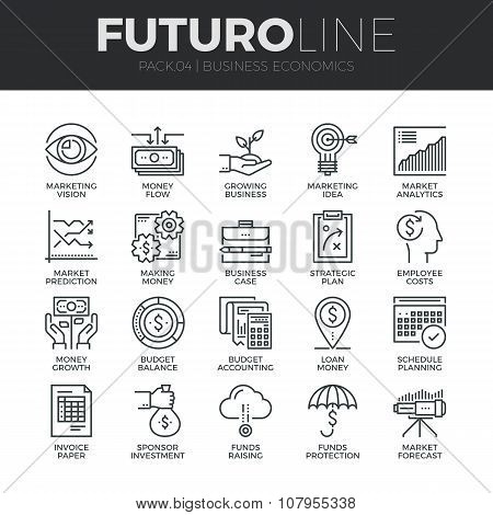 Business Economics Futuro Line Icons Set