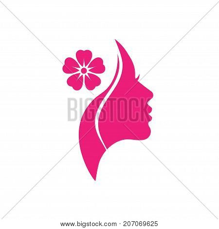 Vector logo for woman salons and shops, a young beautiful woman Stylized with flower, Abstract logo for a beauty salon