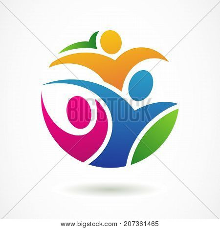 Vector Logo Design Template. Colorful Abstract Happy People In C