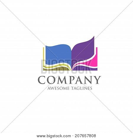 creative open book logo vector, Book color logo, School books, Education books