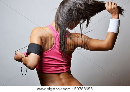 young woman doing fitness exercises