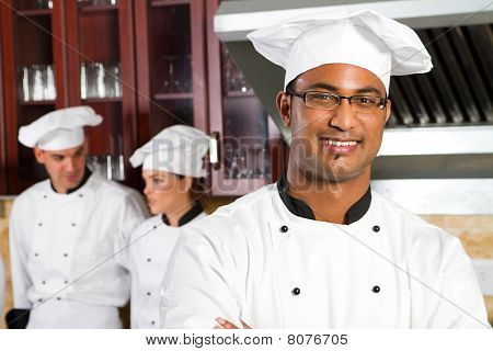 happy male indian chef