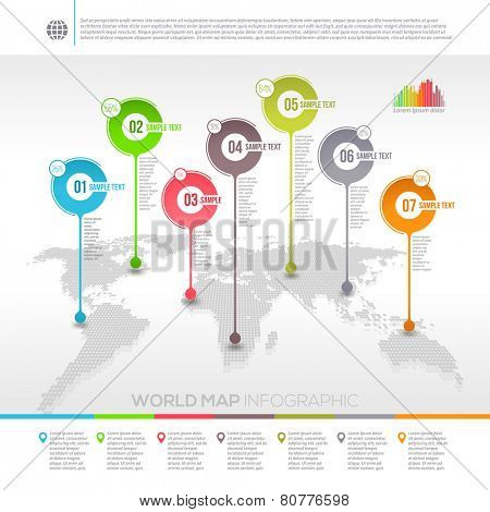 Template vector design - world map infographic with map pointers