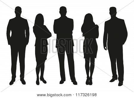 Business People, Set Of Vector Silhouettes