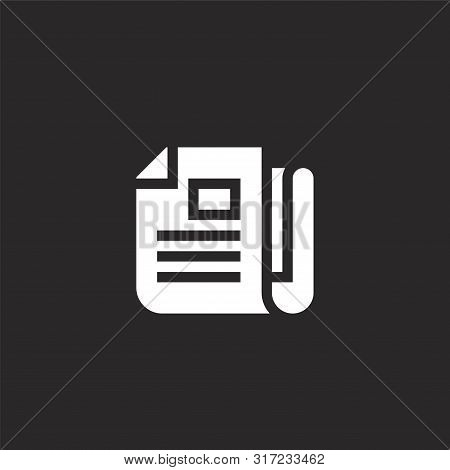 Newspaper Icon. Newspaper Icon Vector Flat Illustration For Graphic And Web Design Isolated On Black