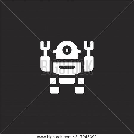 Robot Icon. Robot Icon Vector Flat Illustration For Graphic And Web Design Isolated On Black Backgro