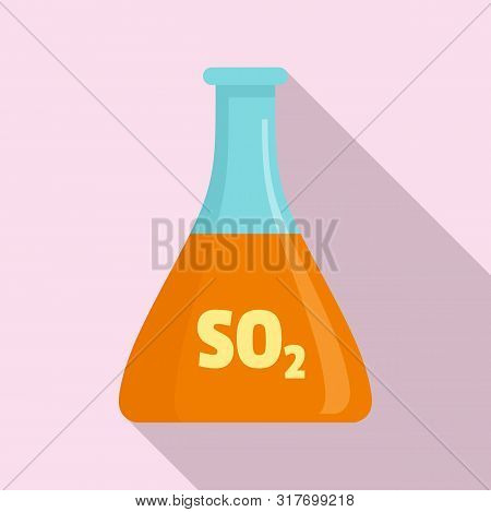 Sulfur Dioxide Flask Icon. Flat Illustration Of Sulfur Dioxide Flask Vector Icon For Web Design