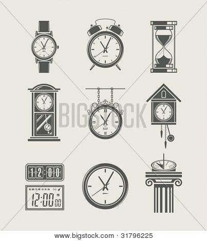 retro and modern clock set icon vector illustration