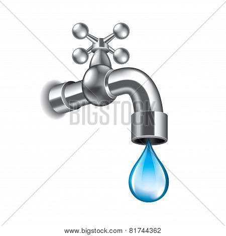 Water Faucet Isolated On White Vector