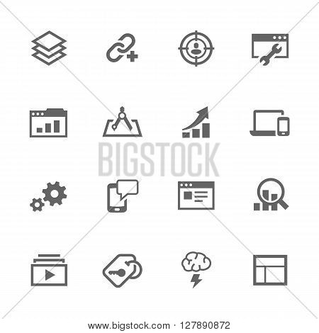 Simple Set of SEO Related Vector Icons. Contains Such Search Optimisation, Links, Settings and More.