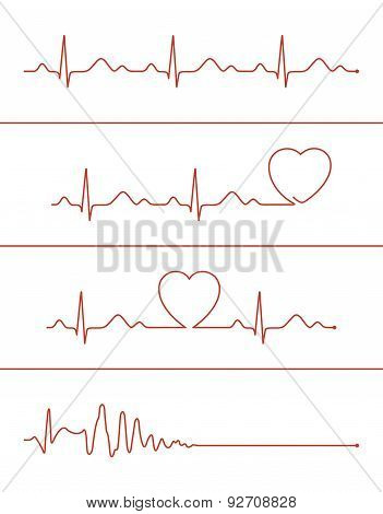 Cardiogram lines set