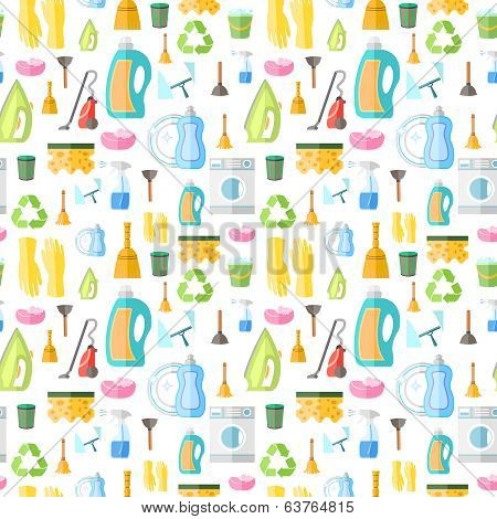 Cleaning icon seamless pattern