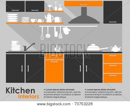 Kitchen interior flat design