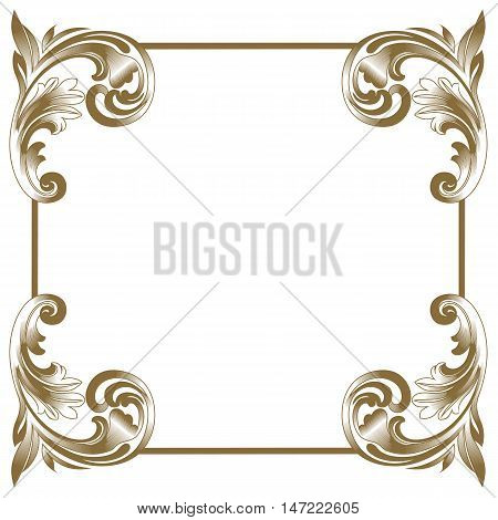 Golden Vintage frame, baroque frame,  scroll frame, ornament frame, engraving frame, border frame, floral frame, retro frame, pattern frame, antique frame, swirl frame,  decorative  frame. vector