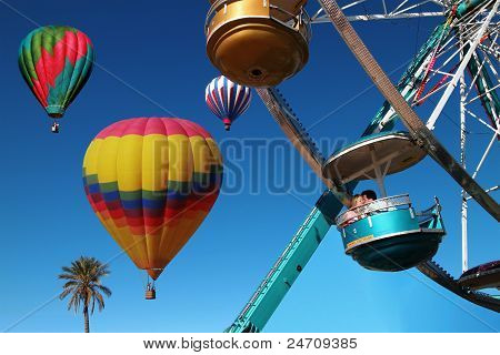 Ferris Wheel Kiss With Hot Air Balloons