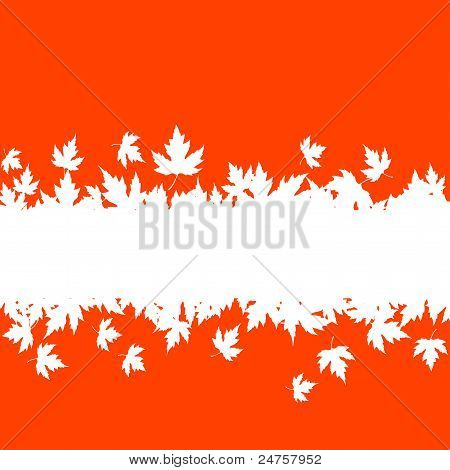 Autumn Leaves Background With Plank Border