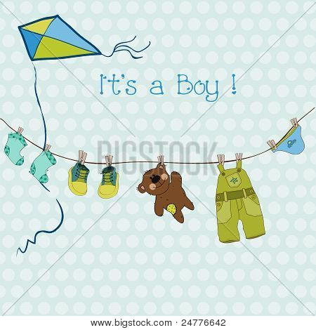 Baby Shower de niño o tarjeta de desembarque con lugar para tu texto en Vector