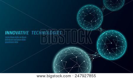 Abstract Low Poly Biological Connected Cell. Connection World Communication Technology Polygonal. Bl