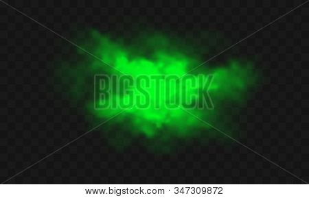 Green Smoke, Unpleasant Bad Smell, Toxic Gas Realistic Vector Illustration. Green Stink Cloud, Smog 