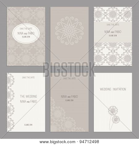 Vector Set Of Of Vintage Cards  Templates Editable. Wedding Invitation ?ard, Save The Date Cards, Th