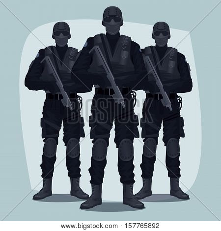 Three People Of Specialized Tactical Team