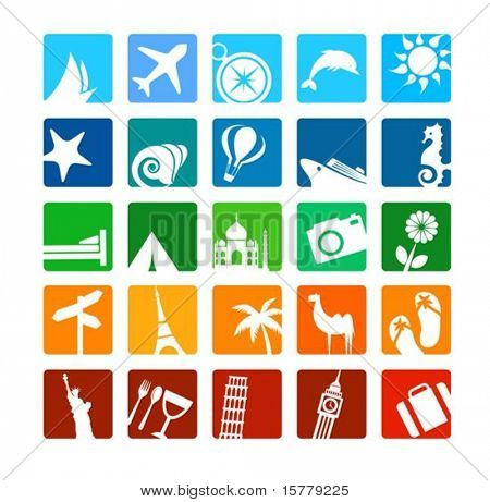 Huge tourism and vacation icons set